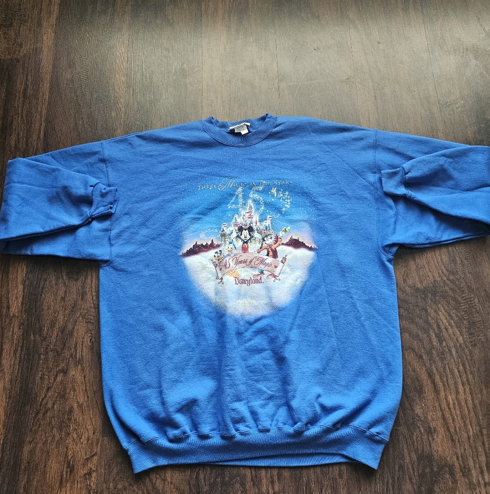 Vintage Disneyland Crewneck Sweatshirt Adult 2XL Blue  45 Years Of Magic USA